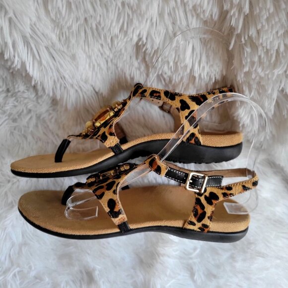 Vionic Tatiana Leopard Print Jeweled Thong Orthaheel Comfort Sandals SZ 6 - Picture 7 of 14